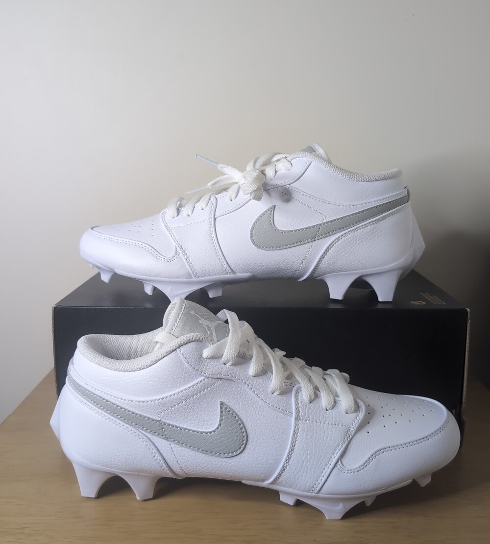 Sz 11 Nike Air Jordan 1 Low TD Football Cleats White Grey Fog FJ6245-101 No Lid